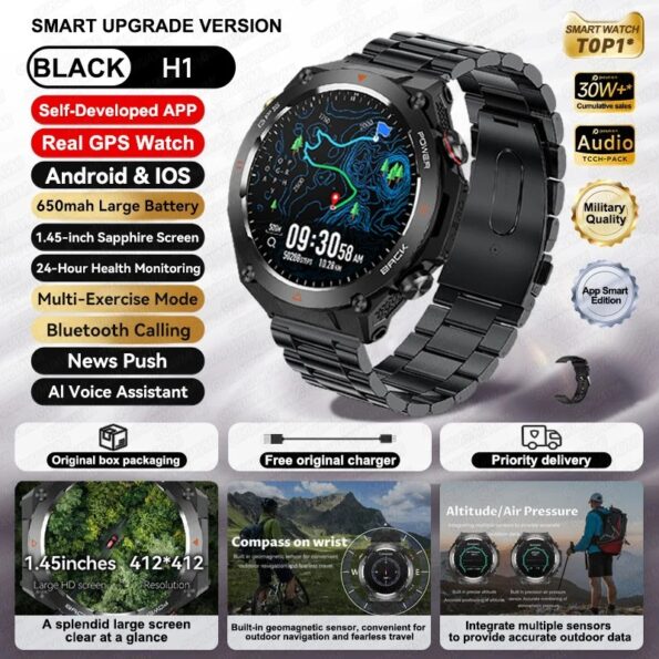 Men GPS Sports Fitness Tracker Military Smart Watches - Image 13