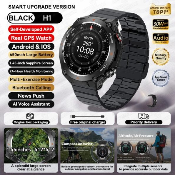 Men GPS Sports Fitness Tracker Military Smart Watches - Image 15