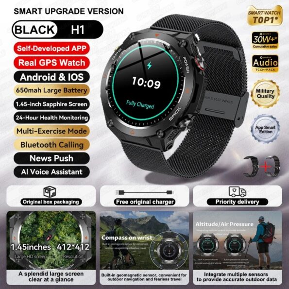 Men GPS Sports Fitness Tracker Military Smart Watches - Image 7