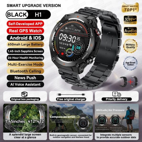 Men GPS Sports Fitness Tracker Military Smart Watches - Image 5