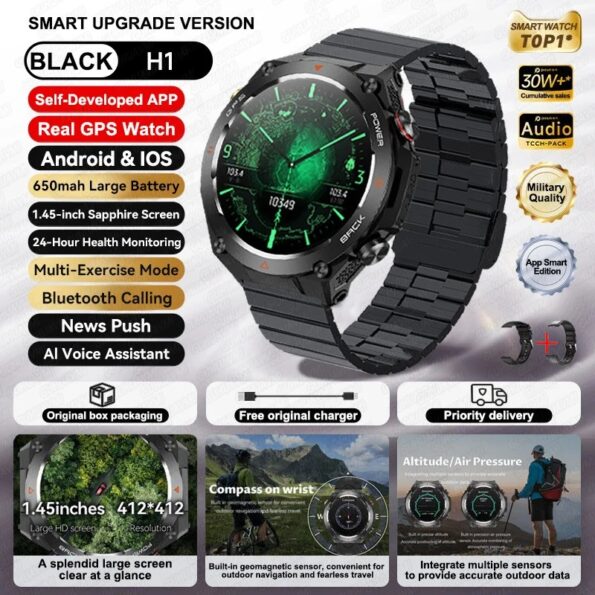 Men GPS Sports Fitness Tracker Military Smart Watches - Image 3