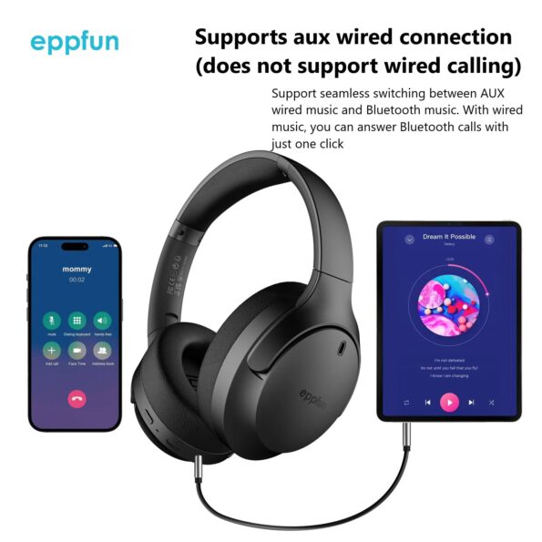 eppfun LE Audio Over Ear Bluetooth Headphones with mic - Image 5